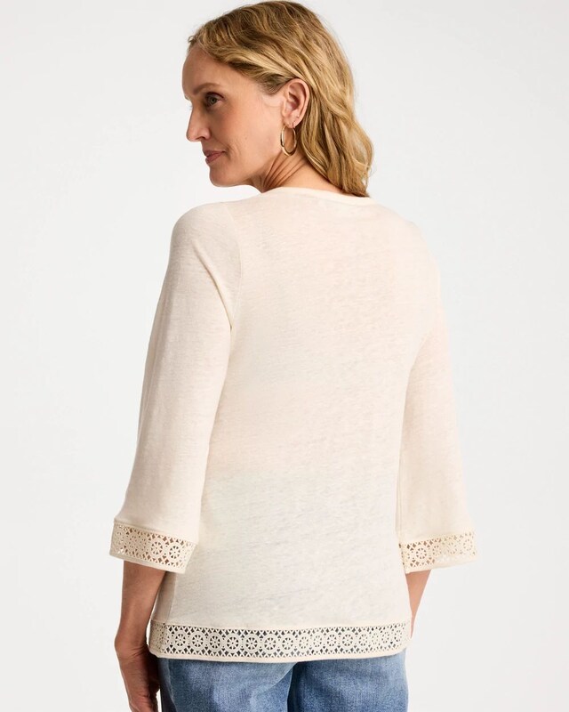 Linen Crochet Lace Tee - image 3